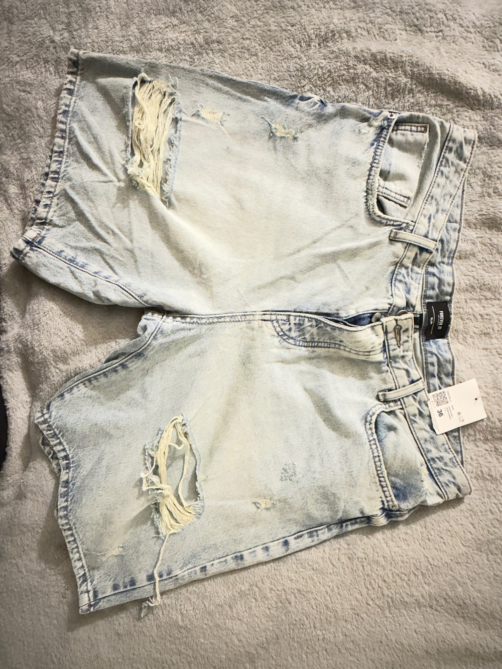 Light Blue Distressed Denim Shorts - Men
